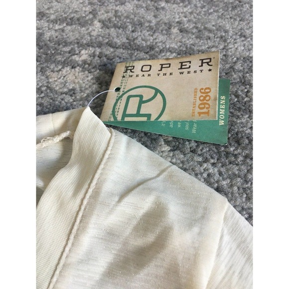 Roper Top S Cream Embroidery 3/4 Sleeve Blouse - Picture 8 of 9